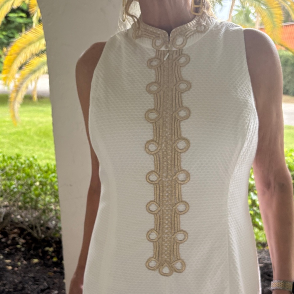 Lilly Pulitzer White Mini Dress with Gold Accents